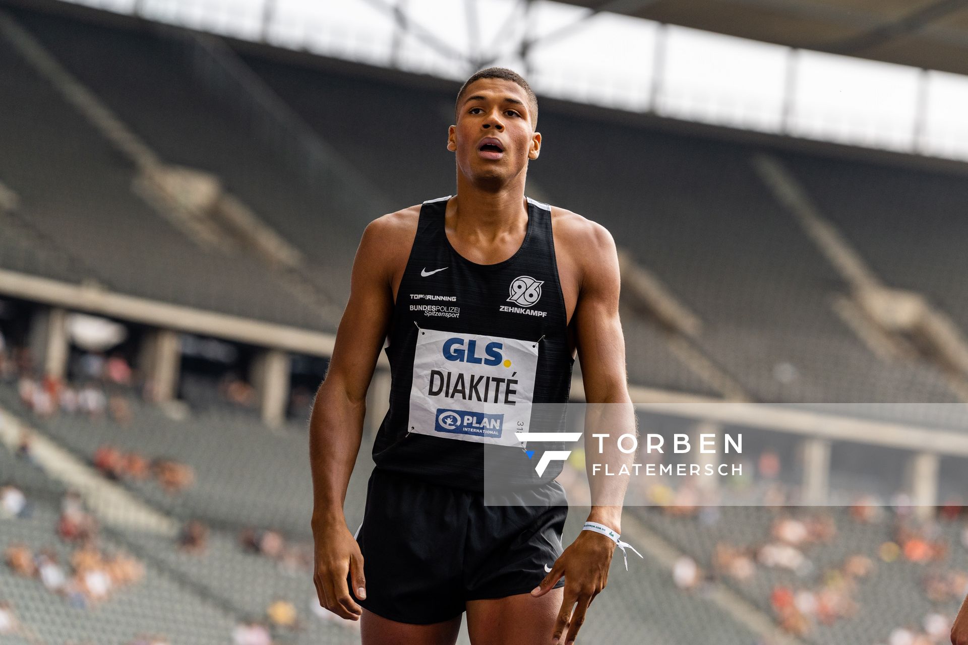 Malik Diakite (Hannover 96) waehrend der deutschen Leichtathletik-Meisterschaften im Olympiastadion am 25.06.2022 in Berlin